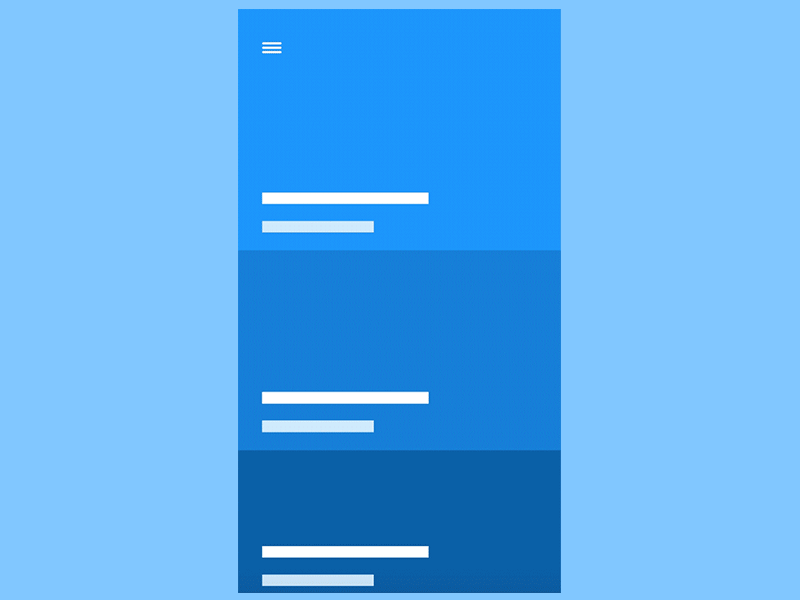 Animated GIF image showing good hierarchy on an illustrated mobile screen.